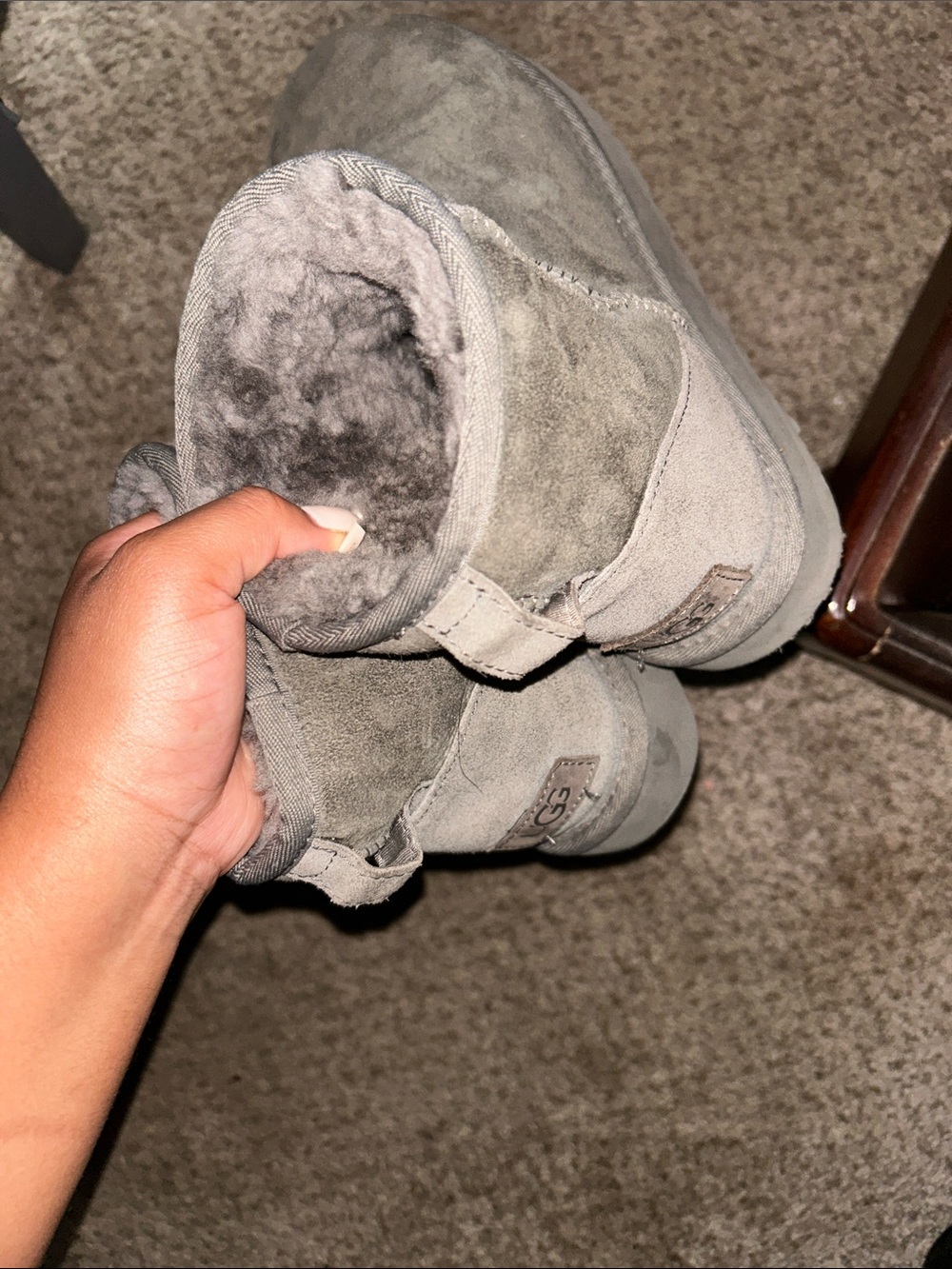 UGG Mini Boot in Gray Suede with Shearling
